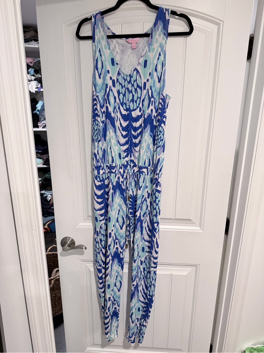 Lilly Pulitzer Blue & Aqua Patterned Sleeveless Jumpsuit